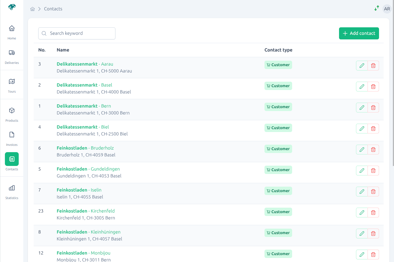 Contacts Screenshot