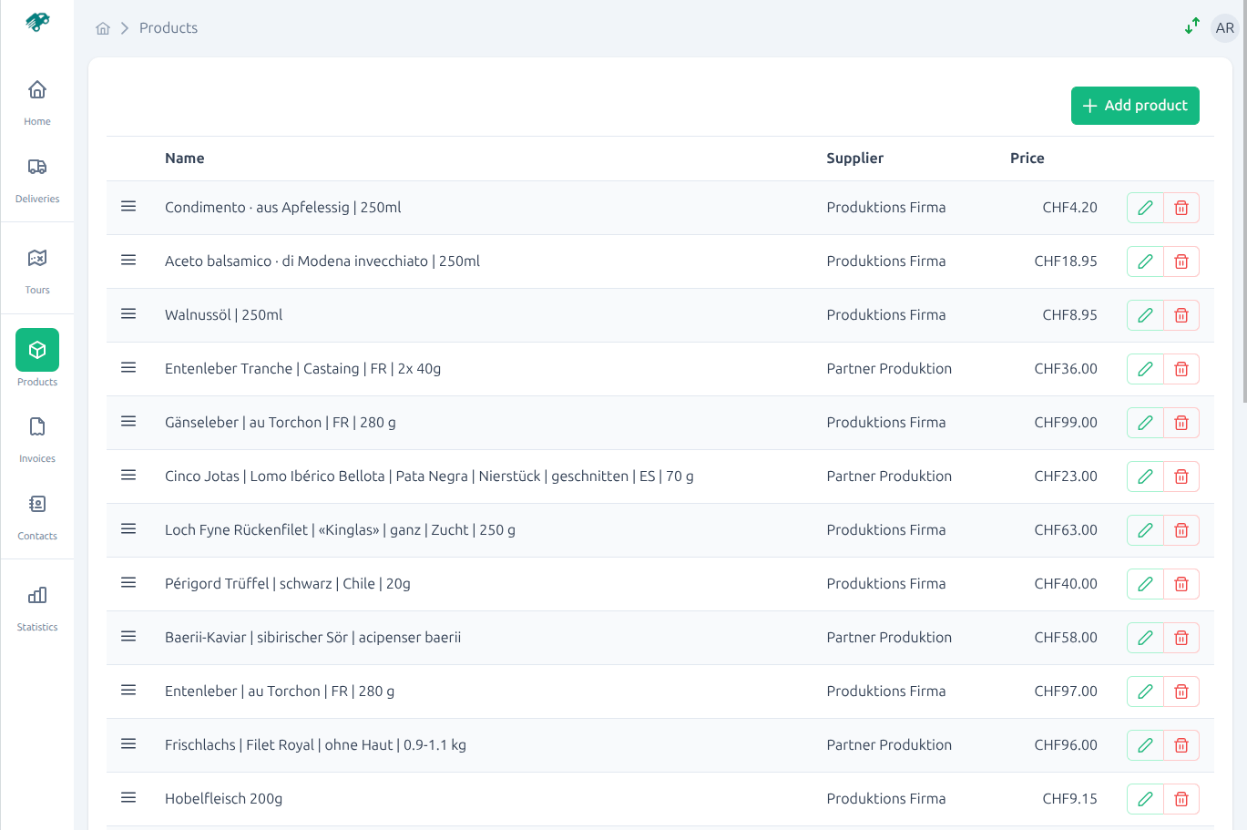 Products Screenshot