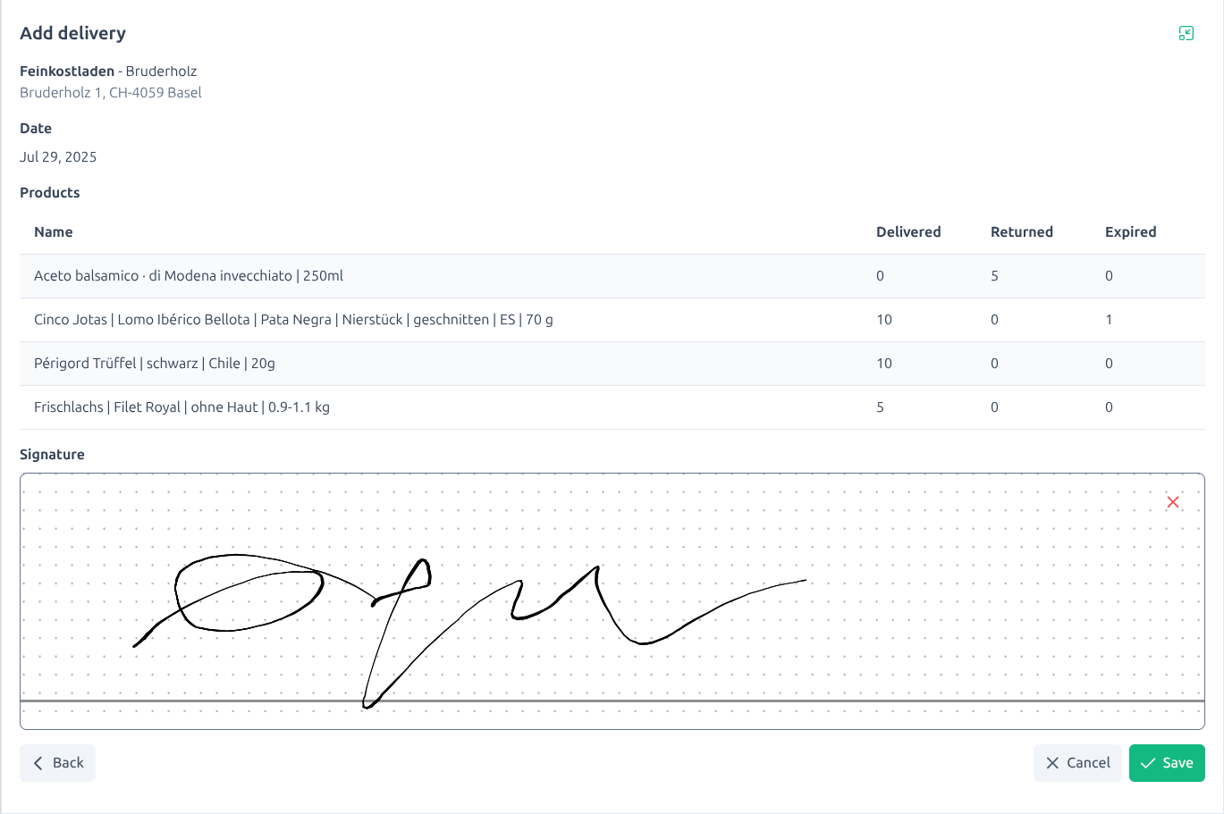 Deliveries Screenshot